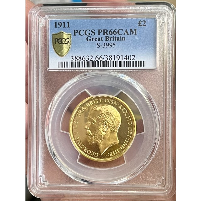 1911年ジョージ5世2ポンド金貨【PR66CAM】
